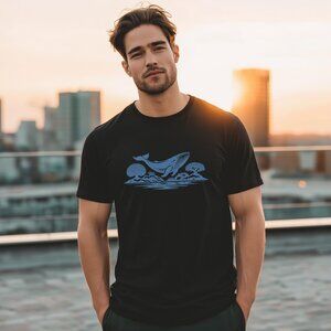 Whale Shirt Men Ocean Wildlife Nature Graphic Tee